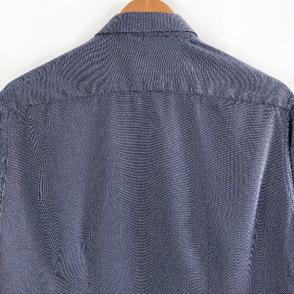 ZARA Blue/White Textured Weave Button Down Shirt - Picture 8 of 8